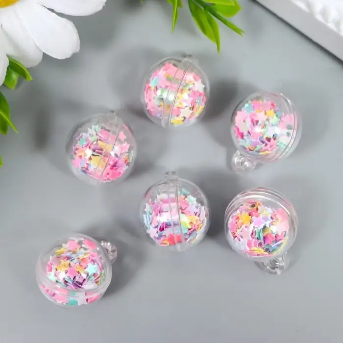 Пластиковый элемент, декоративная подвеска &laquo;Арт Узор. Шар - звёздочки&raquo;, 2.5&times;2 см