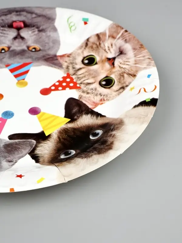 Тарелка Котики фотографичные 17см 6шт/G