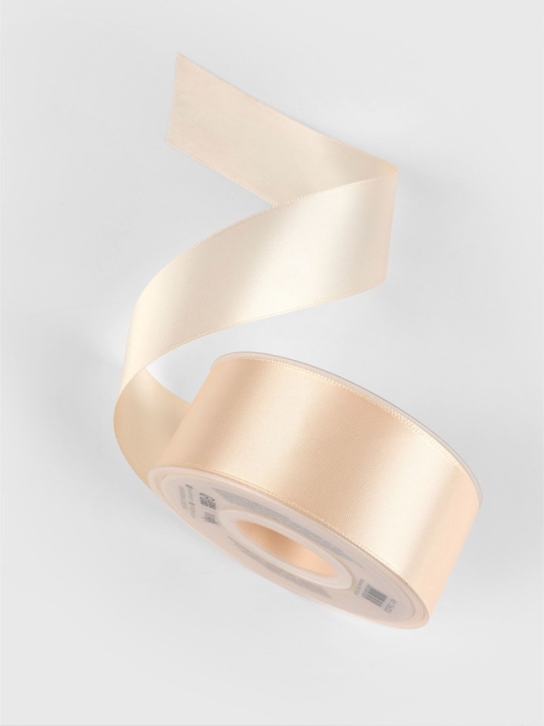 Лента атласная двухсторонняя №112 38мм*25&plusmn;1м айвори TR