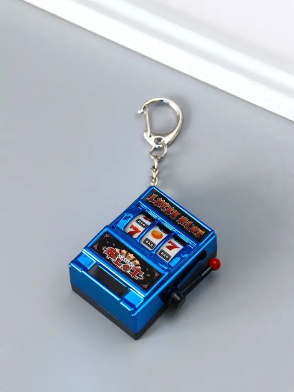 Брелок пластик "Игровой автомат - казино" синий 2,7х3,4х5 см
