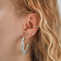 Набор серьги и каффы 9 шт. &laquo;Кольца&raquo; переплетение, цвет серебро