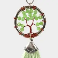 Брелок ловец снов "Древо жизни" 19 см, цв. фисташковый