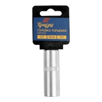 Головка свечная шестигранная ТУНДРА, под квадрат 1/2", 16 мм, CrV