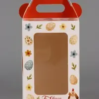 Пасхальная коробочка с окном и с ручкой "Курочки" 10 х 10 х 15 см