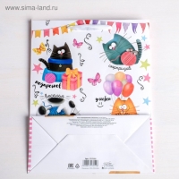 Пакет подарочный ламинированный вертикальный, упаковка, &laquo;Забавные коты&raquo;, ML 23 х 27 х 11.5 см