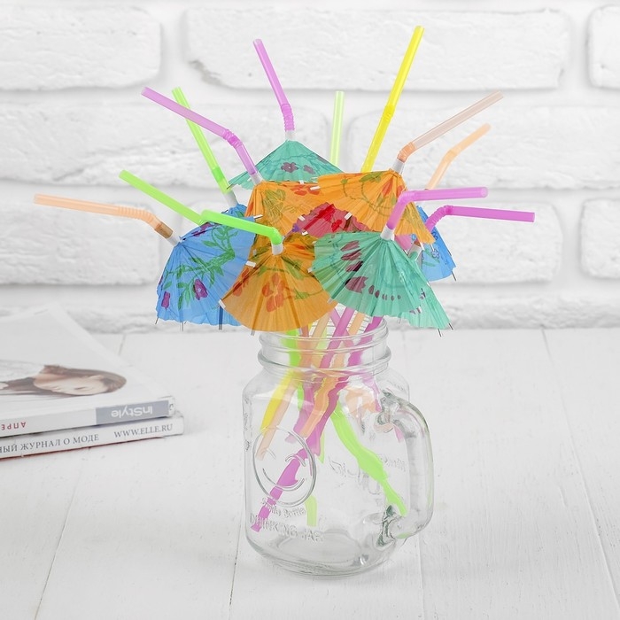 Трубочка для коктейля &laquo;Зонтик&raquo;, набор 12 шт.