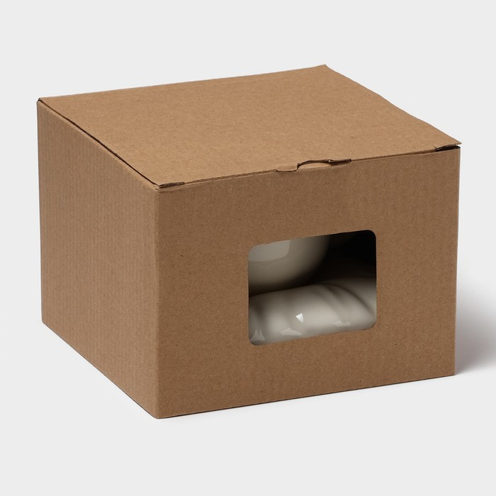 Чайная пара керамическая с ложкой &laquo;Зефирка&raquo;, 2 предмета: чашка 250 мл, блюдце d=13 см, цвет бежевый