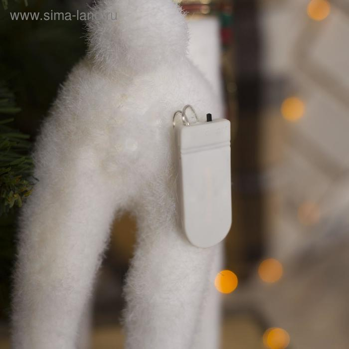 Светодиодная фигура &laquo;Олень&raquo; 16 &times; 30 &times; 9 см, флок, батарейки CR2032х2 (в комплекте), свечение тёплое белое