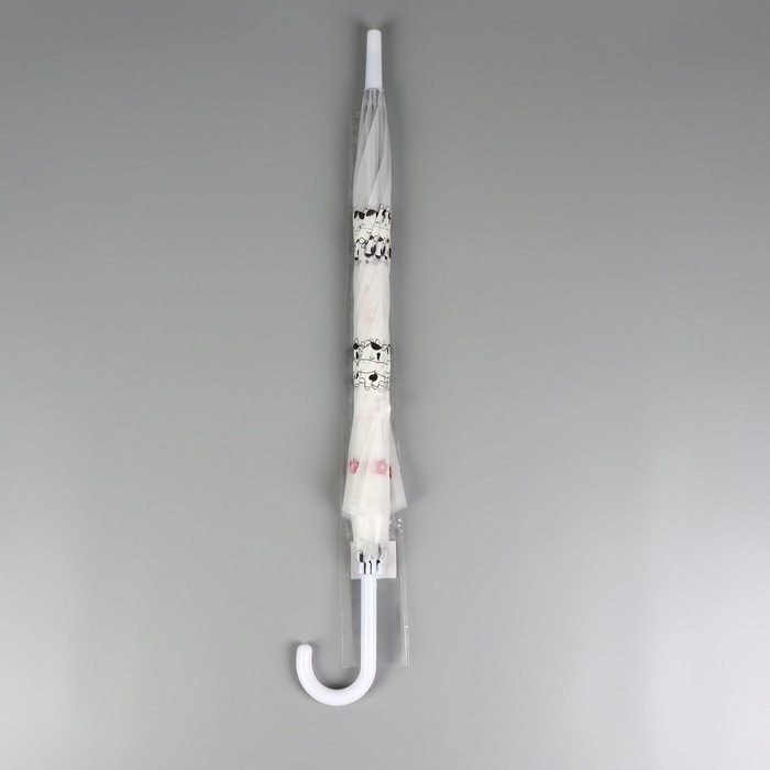 Зонт - трость полуавтоматический &laquo;Коровки&raquo;, 8 спиц, R = 45/54 см, D = 108 см, цвет прозрачный/белый