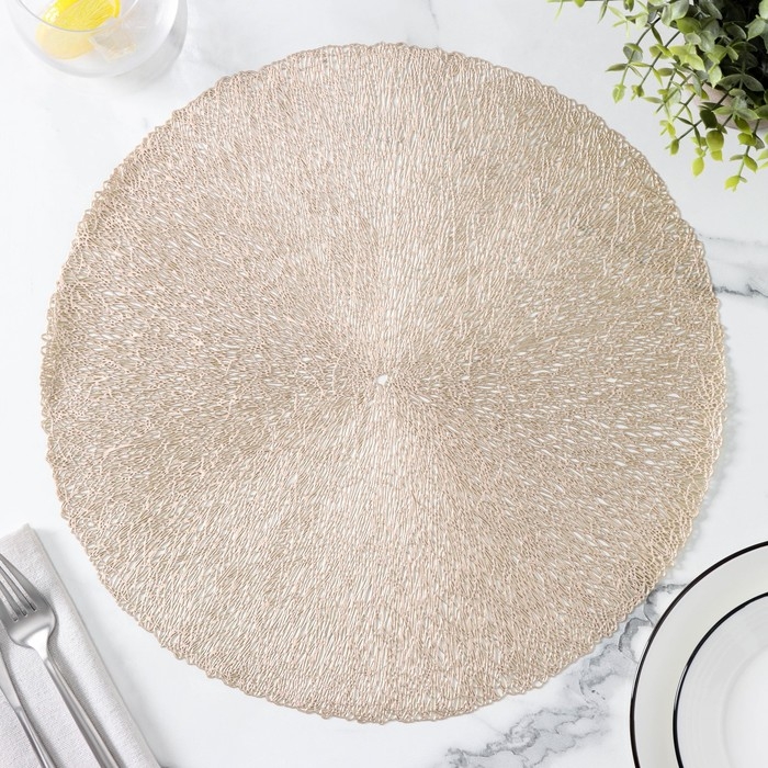 Набор салфеток сервировочных на стол Доляна &laquo;Соломка&raquo;, d=38 см, 4 шт, цвет золото