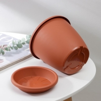 Горшок для цветов с поддоном &laquo;Афина&raquo;, 2,2 л, пластиковый, цвет коричневый