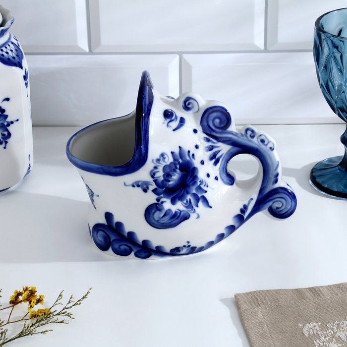 Подставка для ложек &laquo;Чудо-рыба&raquo;, 10х16,5х13,5, гжель