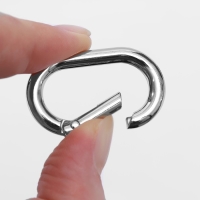 Овал-карабин, 38 &times; 24 мм / 29 &times; 15 мм, толщина - 4,5 мм, 5 шт, цвет серебряный