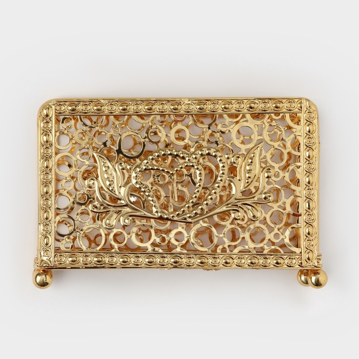 Салфетница &laquo;Сердца&raquo;, декоративная, 14&times;9,5&times;4 см, цвет золотой