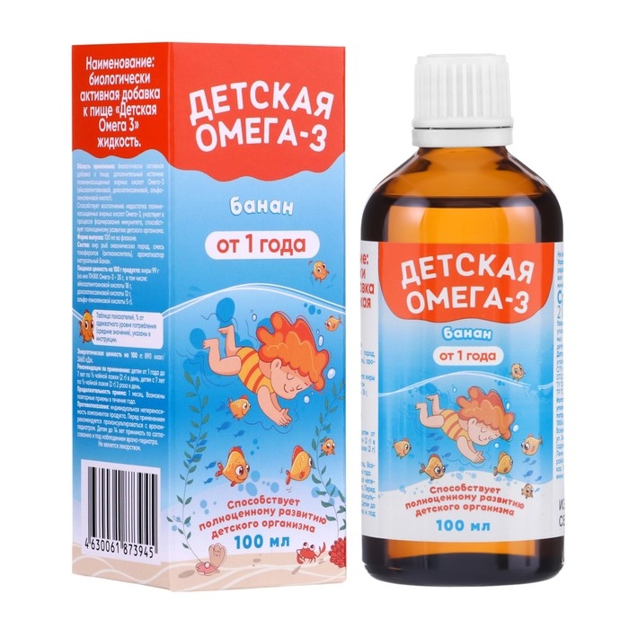 Детская Омега-3, &laquo;Кук Ля Кук&raquo;, со вкусом банана, 100 мл