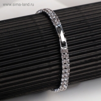 Браслет со стразами &laquo;Сияй&raquo; 2 ряда, цвет белый в серебре, 18 см