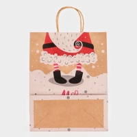Новый год. Пакет бумажный подарочный новогодний крафт "С Новым Годом", 33 &times; 26 &times; 12 см.