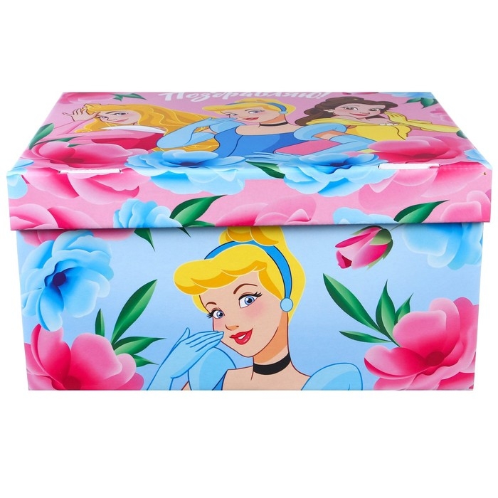 Подарочная коробка с крышкой, складная "Поздравляю" 31х25.5х16 см, Принцессы