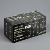 Гирлянда &laquo;Бахрома&raquo; 3 &times; 0.6 м, IP44, УМС, прозрачная нить, 160 LED, свечение белое, мерцание белым, 220 В