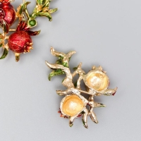 Декор для творчества металл "Гранаты на ветке" 3,2х2,3 см