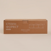 Набор банок керамических для сыпучих продуктов на подставке SL Home &laquo;Стоун форест&raquo;, 4 предмета: 3 банки 350 мл, подставка 34&times;10 см