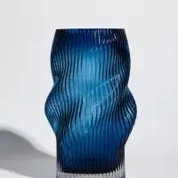 Ваза стекло настольная "Ванесса" волны, 24х12 см, синий