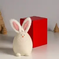 Сувенир керамика, текстиль "Зайчик в форме яйца" белый 7,2х7,2х12,5 см