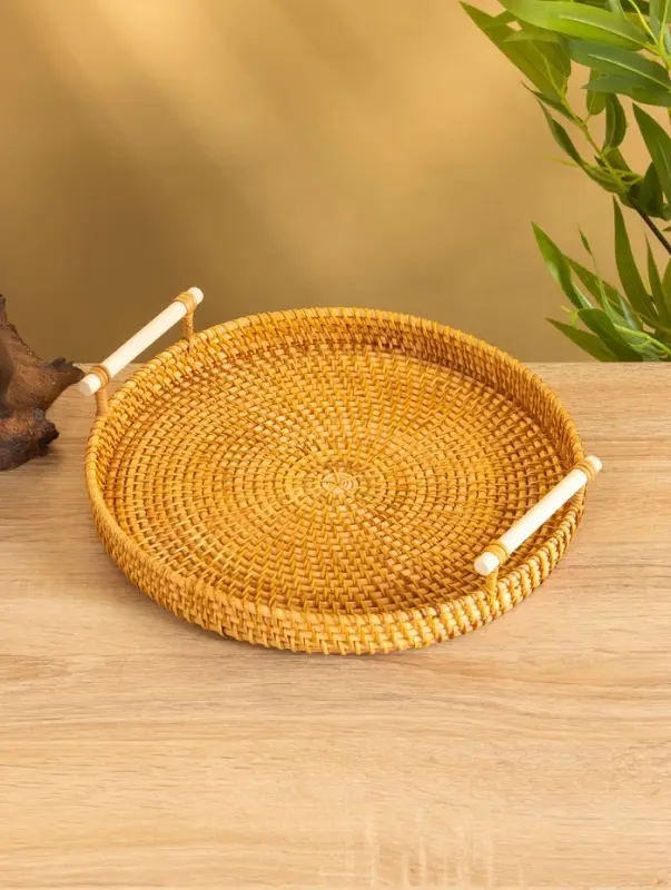 Поднос плетёный 28х28х3 см, ротанг