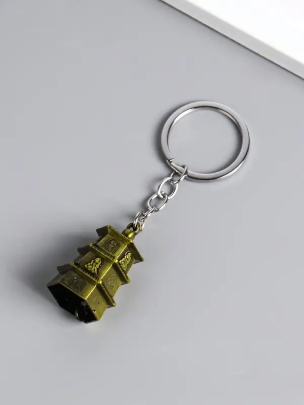 Брелок металл нэцке "Пагода 3 яруса"бронза 3,8х2,5х2,2 см