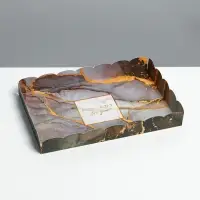 Коробка для печенья, кондитерская упаковка с пластиковой крышкой, &laquo;Мрамор&raquo;, 22 х 15 х 3 см