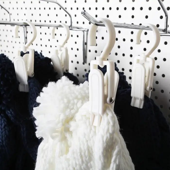 Крючок - вешалка с прищепкой, 50 шт. 10,5&times;3&times;3,5 см, цвет белый