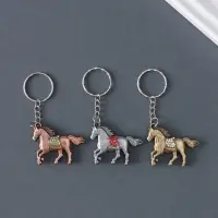 Брелок металл "Бегущий конь со стразами на седле" МИКС 3х4,2х0,8 см