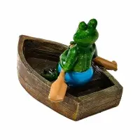 Садовая фигура 14 х 13 х 9,5 см "Лягушка в лодке" Водоплавающая