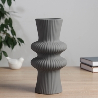 Керамическая ваза декоративная настольная &laquo;Курт&raquo;, для цветов, сухоцветов, d-8 см, 24&times;11 см, серый