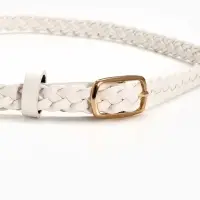 Ремень жен 03-01-01-01, Июнь2501, 1,8*0,3*110 см, без винта, пряж золото, 1 прокол, белый