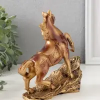 Сувенир полистоун "Рыцарский конь на скале" под бронзу 15,5х6х16 см