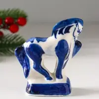 Сувенир "Конь  Щеголь", 9х5 см, гжель