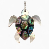 Подвеска &laquo;Галиотис&raquo; черепаха, цветная в серебре