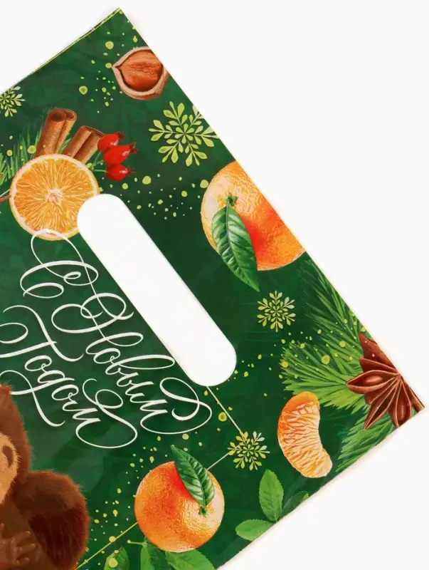 Подарочные пакеты, полиэтилен, набор 10 шт &laquo;Новый год&raquo;