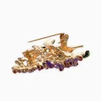 Брошь "Цветок Сирени", цвет фиолетово-зелёная в золоте