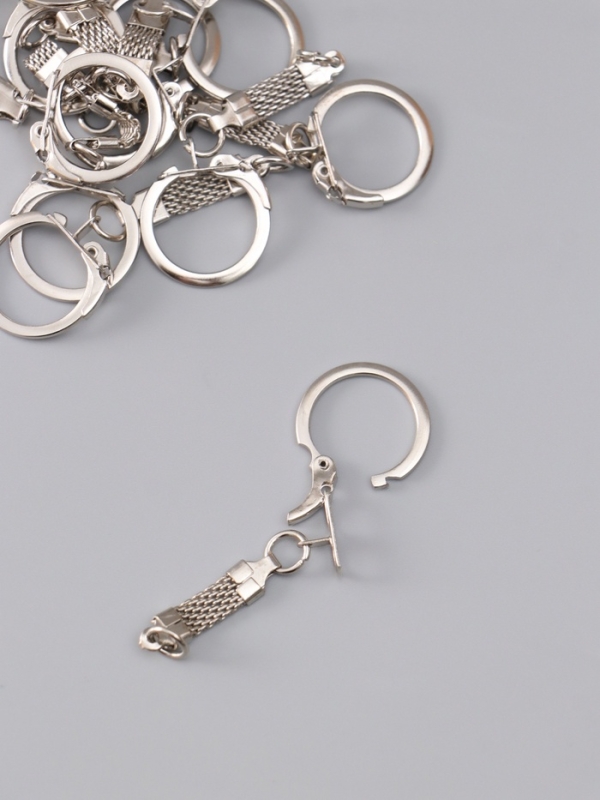Основа для брелока карабин металл с плоской цепочкой серебро набор 15 шт 5,8х2,2 см