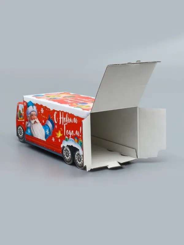 Подарочная коробка Новогодняя Фура &laquo;Везу радость&raquo; с анимацией 36&times;15&times;10 см