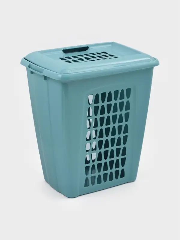 Корзина для белья с крышкой &laquo;Молетта&raquo;, 60 л, 47.9&times;36.9&times;55 см, прямоугольная, бирюзовая