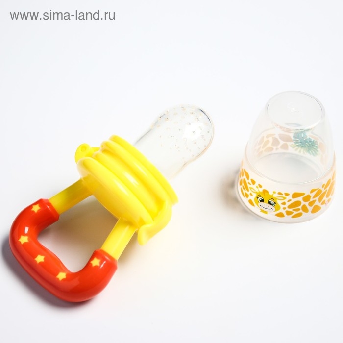 Ниблер &laquo;Жирафик&raquo;, с силиконовой сеточкой, цвет жёлтый/красный