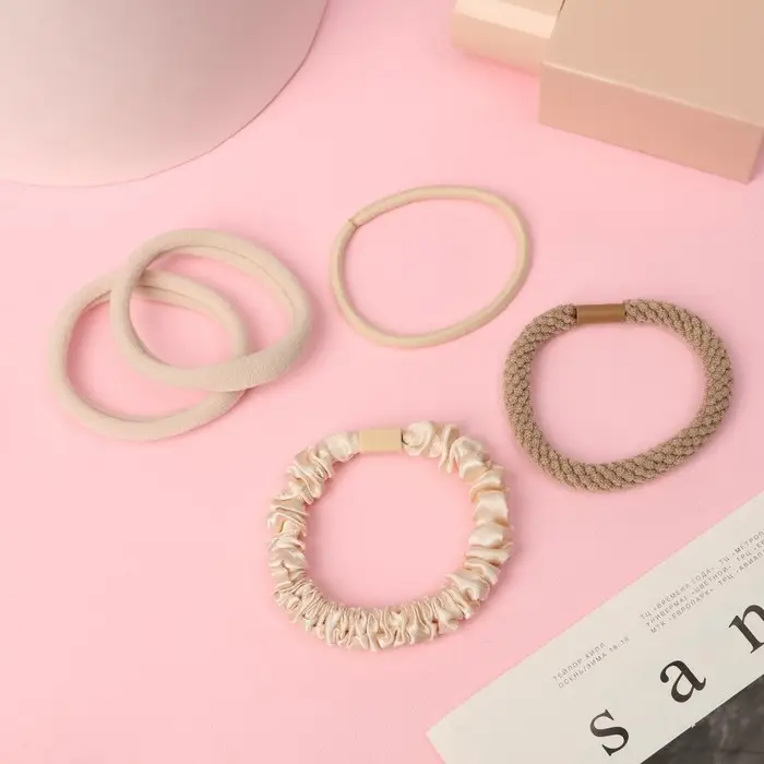 Резинка для волос QF &laquo;Жанет&raquo;, набор 5 шт., нежность, 5 см