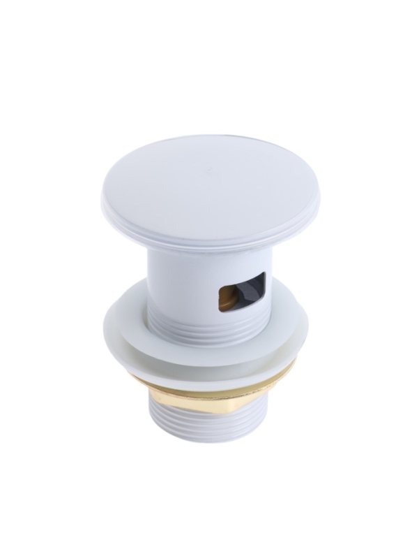 Донный клапан ZEIN engr, большая кнопка, без перелива, нержавеющая сталь, белый