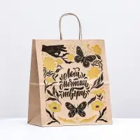 Пакет бумажный, крафт 80 г/м2 25 х 22 х 12 см "Мечтай"