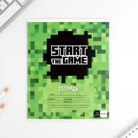 Тетрадь в линейку 12 листов А5, на скрепке &laquo;Пиксель&raquo;, обложка мелованный картон, блок №1 белизна 96%, 5 видов МИКС