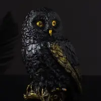 Статуэтка "Сова на пеньке" 14х9х10 см, цвет черный