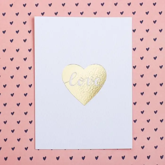 Открытка на акварельном картоне с тиснением love , 7,5 х 10,5 см